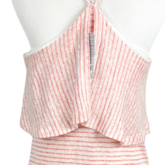 New Splendid Mini Stripe Halter Popover Dress Linen Blend Size Small - Picture 7 of 11